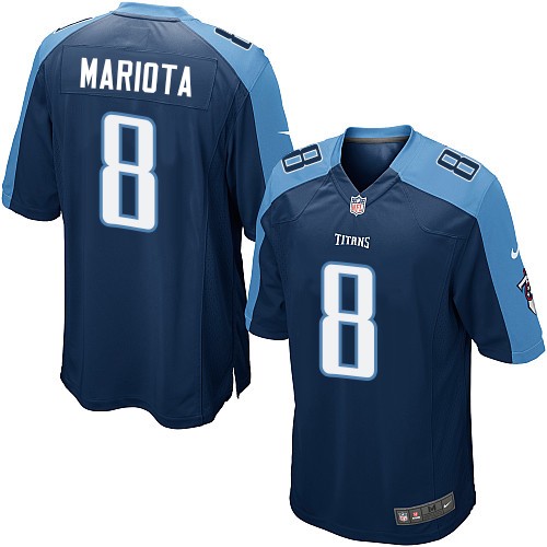 Men's Game Marcus Mariota Nike Jersey Navy Blue Alternate - #8 NFL Tennessee Titans